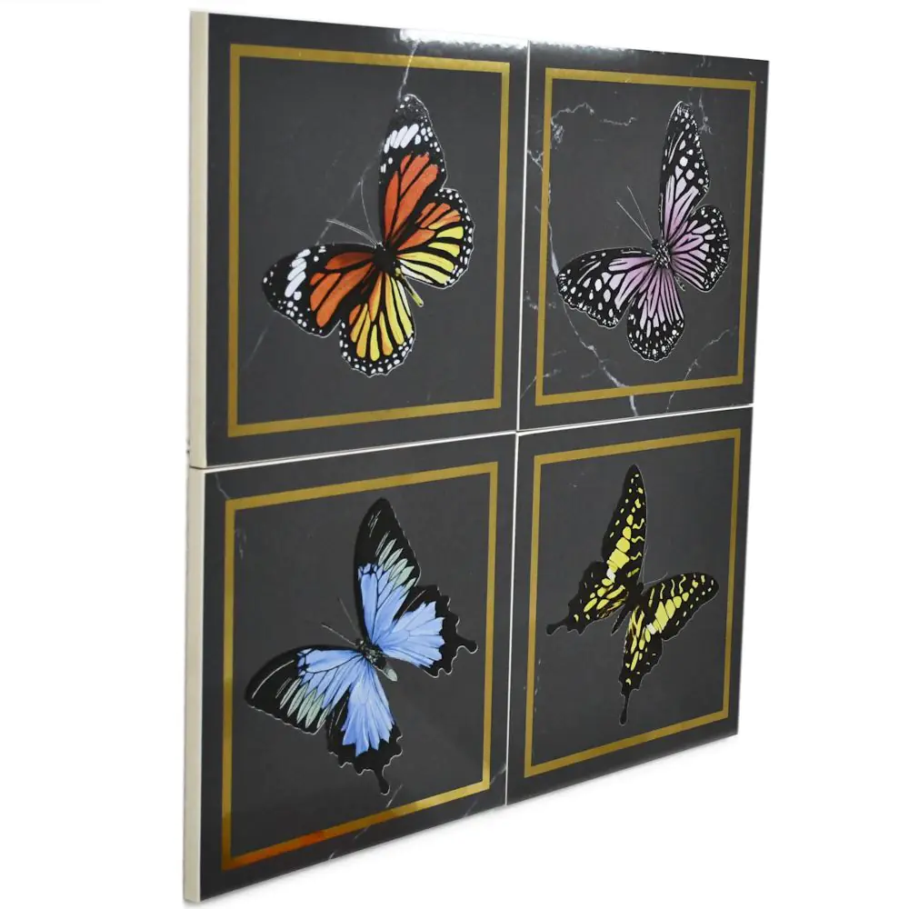 Wandfliese Dekor Villeroy & Boch 1222 MK9F Victorian black gold mehrfarbig 20x20 cm I.Sorte