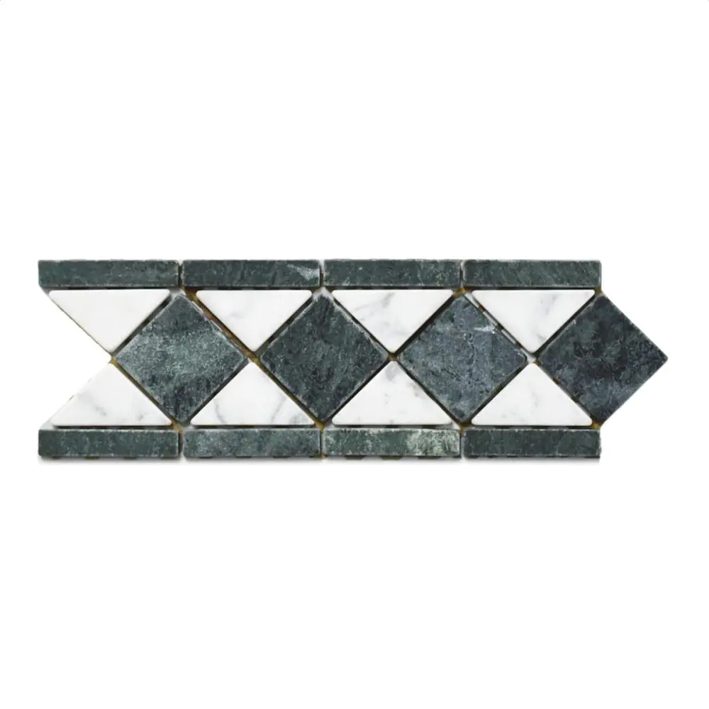 Bordüre Nr.907 Bianco Carrara Guatamala grün grau weiß 10x31 cm