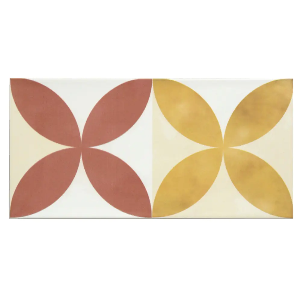 Wandfliese Dekor Cifre Atmosphere more ruby gelb rot 12,5x25 cm I.Sorte