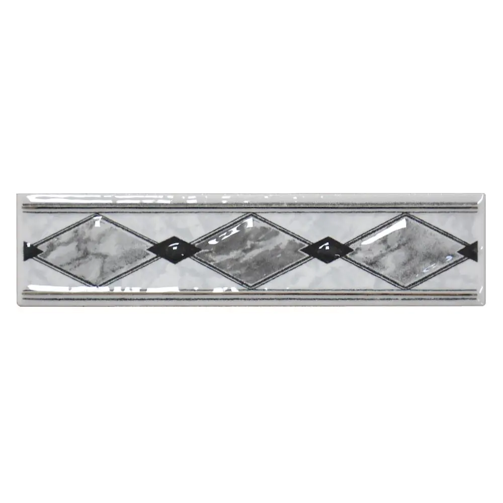 Bordüre Nr.477 grau weiß Raute 5x20 cm