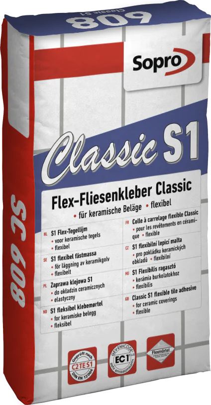 Fliesenkleber Sopro SC 608 Classic S1 Flex-Fliesenkleber 20 kg Fliesenkleber Sopro SC 608 Classic S1 Flex-Fliesenkleber 20 kg