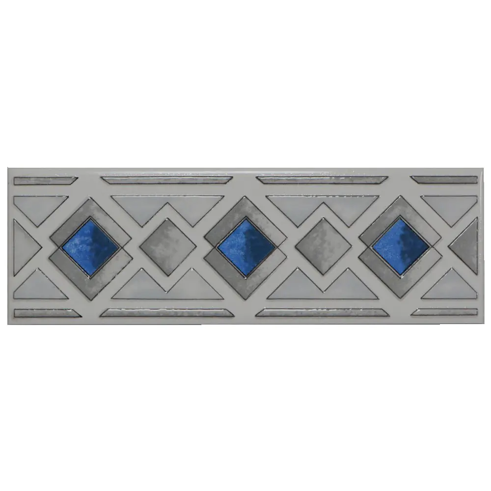 Bordüre Steuler Design Nr.330 POE blau weiß grau Raute 6,5x20 cm