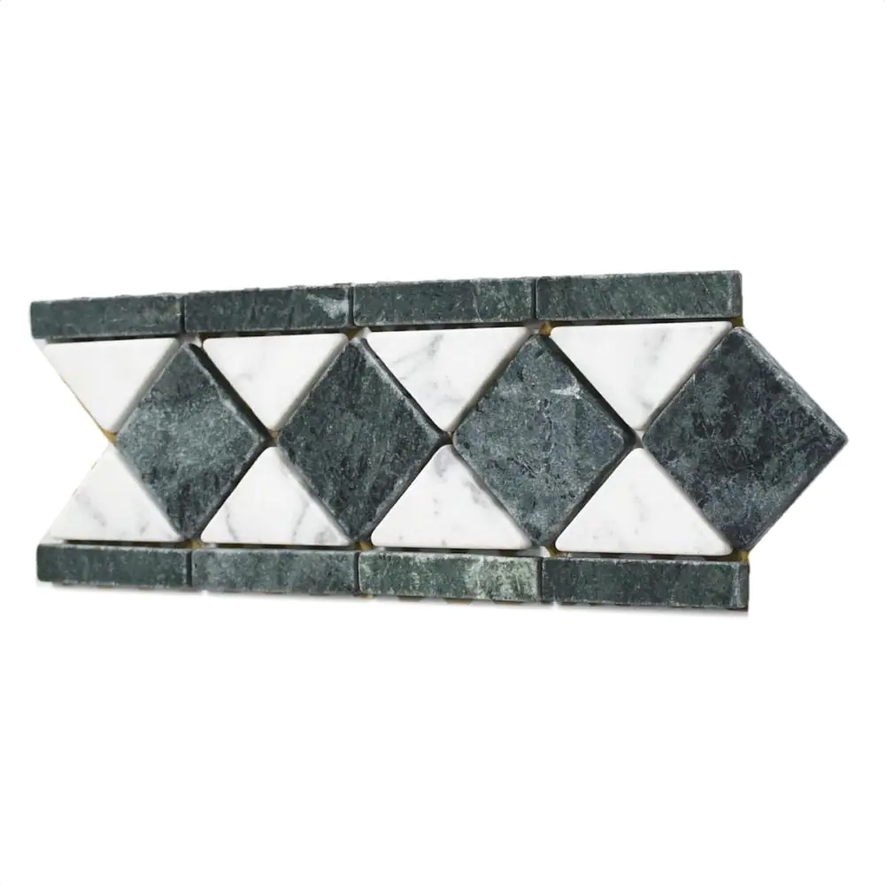 Bordüre Nr.907 Bianco Carrara Guatamala grün grau weiß 10x31 cm