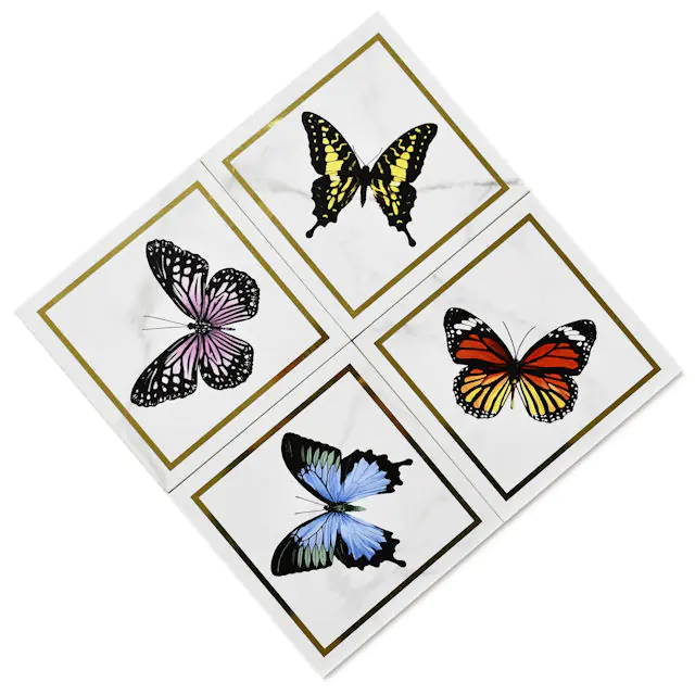 Wandfliese Dekor Villeroy & Boch 1222 MK0F Victorian white gold mehrfarbig 20x20 cm I.Sorte