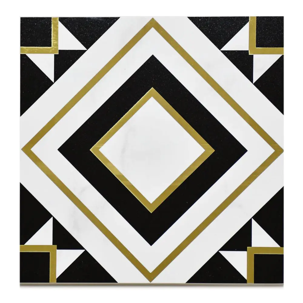 Wandfliese Dekor Villeroy & Boch 1222 MK0K Victorian white gold schwarz weiß 20x20 cm I.Sorte