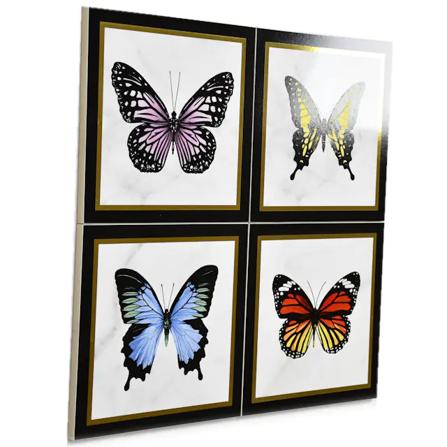 Wandfliese Dekor Villeroy & Boch 1222 MK0C black-white mehrfarbig Victorian 20x20 cm I.Sorte