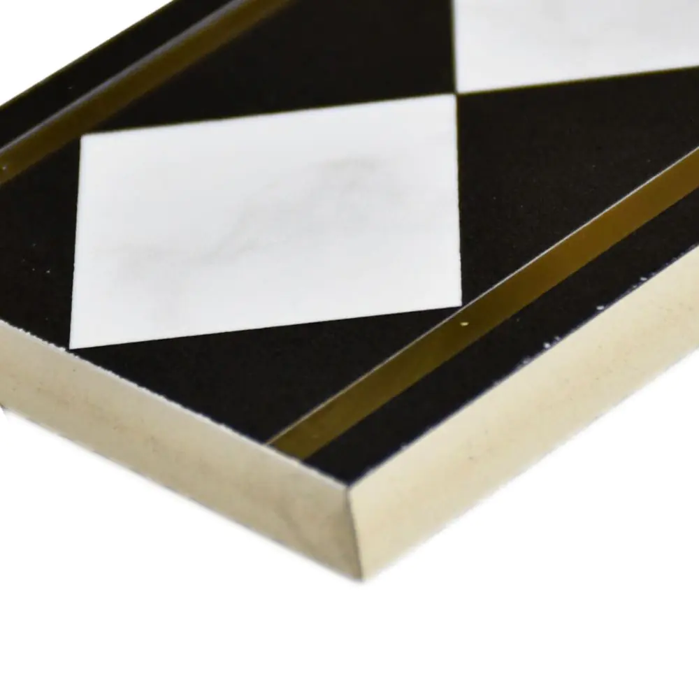 Bordüre Villeroy & Boch 1425 MKB4 Victorian diamond schwarz weiß gold 7,5x40 cm I.Sorte