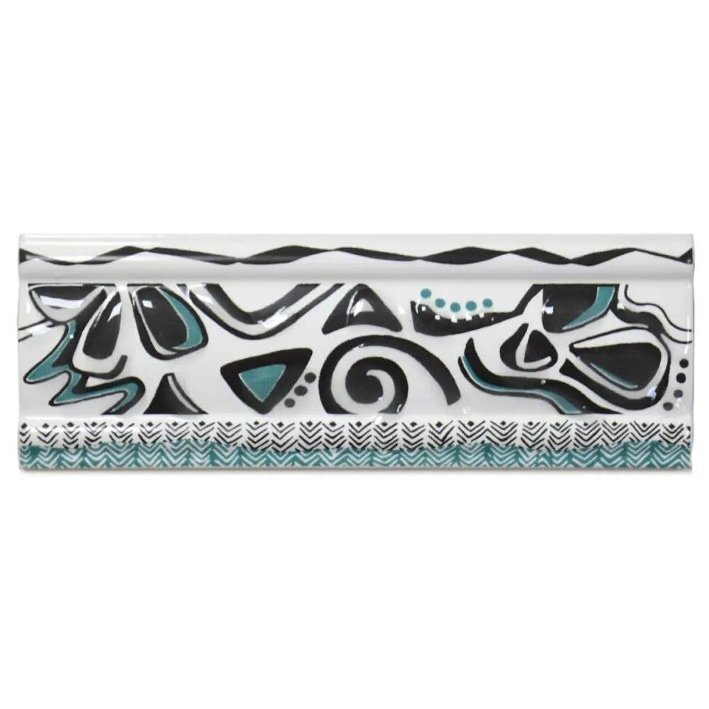 Bordüre Nr.118 weiß schwarz grün 7x20 cm