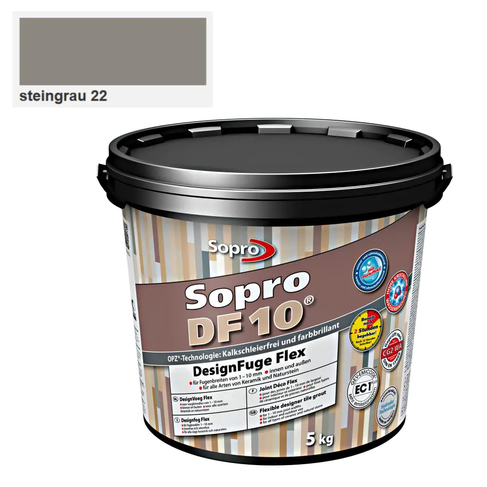 Fugenmörtel Sopro Designfuge Flex DF 10 steingrau 22 - 5 kg Fugenmörtel Sopro Designfuge Flex DF 10 steingrau 22 - 5 kg