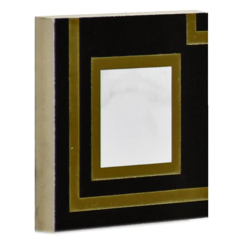 Bordürenecke Villeroy & Boch 1426 MKE4 Victorian diamond schwarz weiß gold 7,5x7,5 cm I. Sorte