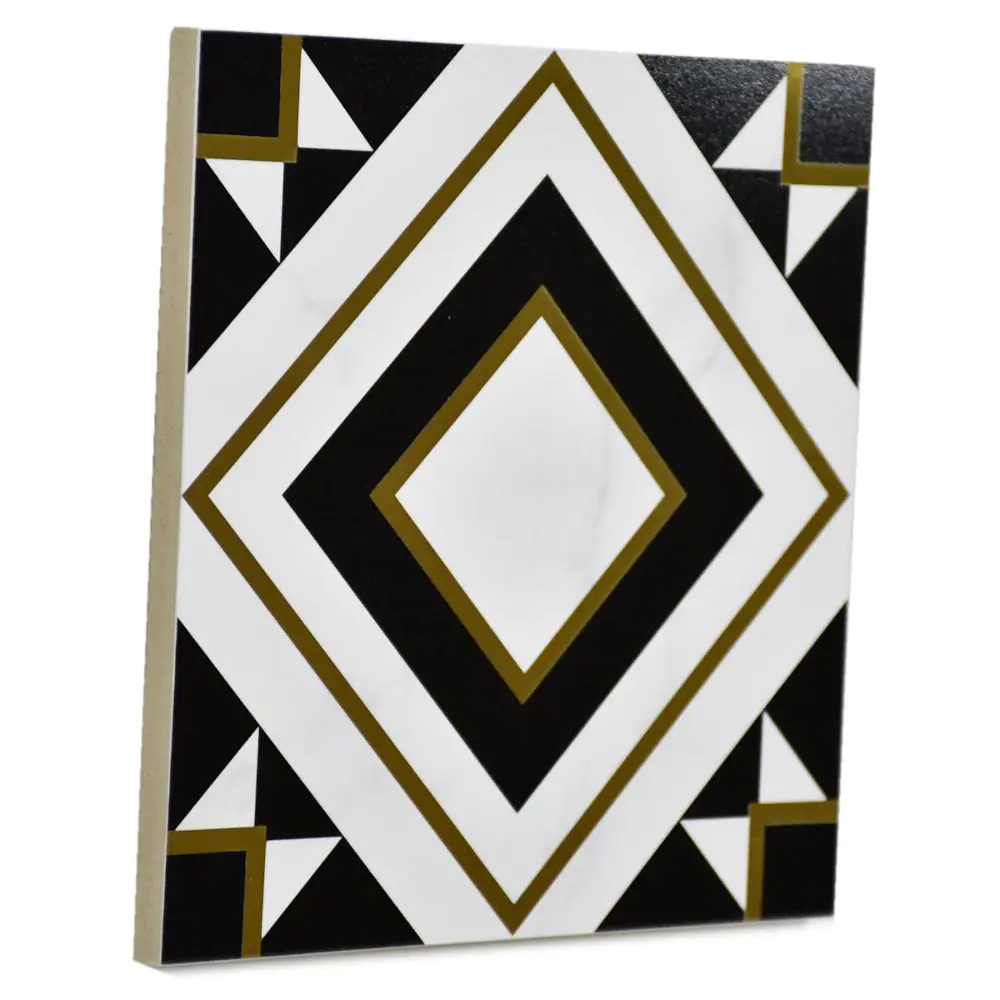 Wandfliese Dekor Villeroy & Boch 1222 MK0K Victorian white gold schwarz weiß 20x20 cm I.Sorte