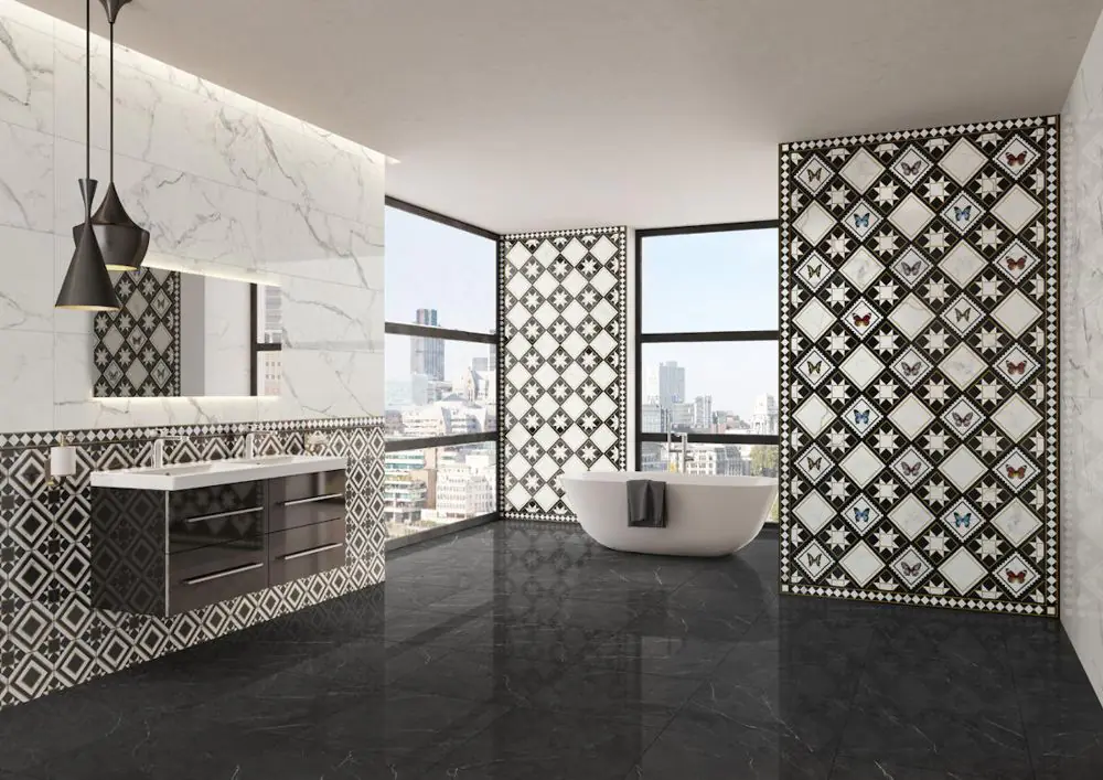 Wandfliese Dekor Villeroy & Boch 1222 MK9M Victorian black schwarz 20x20 cm I.Sorte