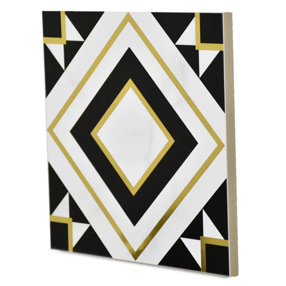 Wandfliese Dekor Villeroy & Boch 1222 MK0K Victorian white gold schwarz weiß 20x20 cm I.Sorte