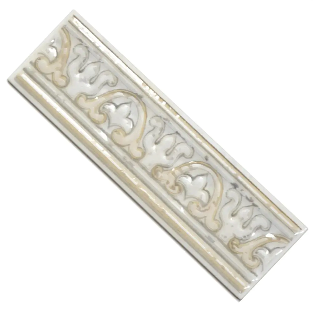 Bordüre Nr.320 06772 Kos weiß beige silber classico 7x20 cm Bordüre Nr.320 06772 Kos weiß beige silber classico 7x20 cm