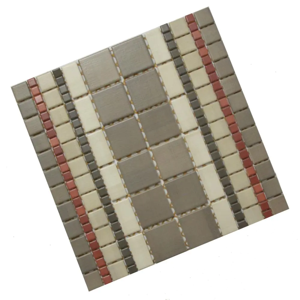 Mosaik Jasba E1756 6611H Highlands lines dark beige braun rot 31x31 cm