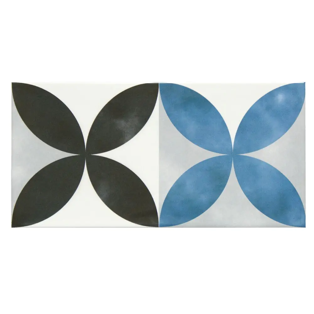 Wandfliese Dekor Cifre Atmosphere more marine schwarz blau 12,5x25 cm I.Sorte