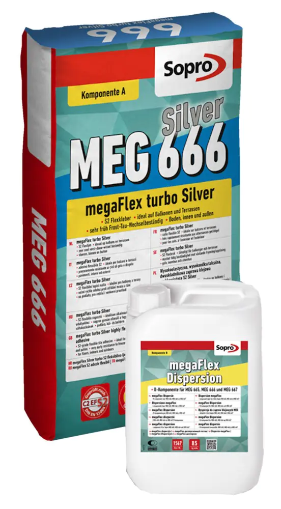 Fließbettmörtel Sopro MegaFlex S2 Turbo MEG 666 25 kg Komp.A Fließbettmörtel Sopro MegaFlex S2 Turbo MEG 666 25 kg Komp.A