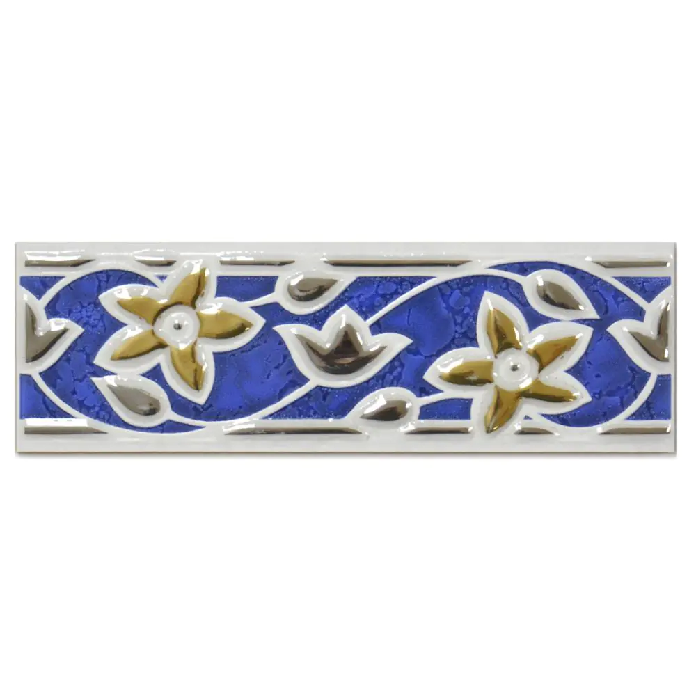 Bordüre Iris Ceramica Nr.220 761828 Stelle Blu blau weiß Blumen 8x25 cm Bordüre Iris Ceramica Nr.220 761828 Stelle Blu blau weiß Blumen 8x25 cm